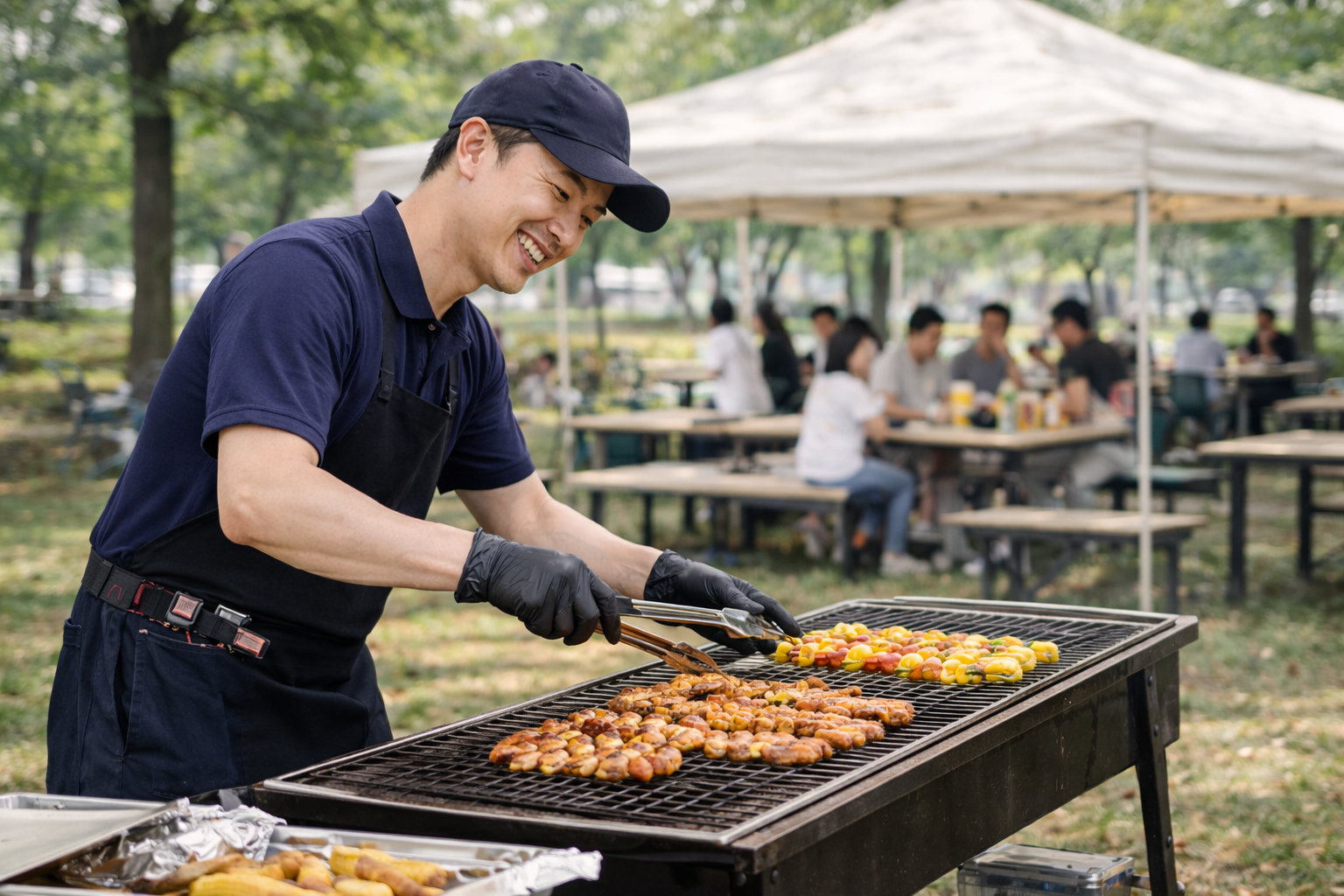 BBQイベント運営をサポートする追加スタッフ