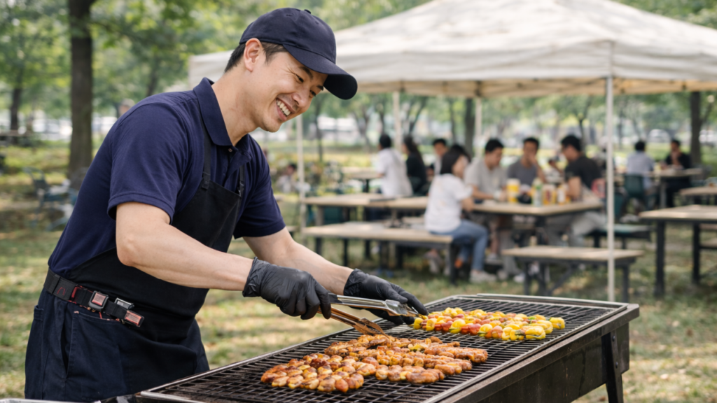 BBQイベント運営をサポートする追加スタッフ